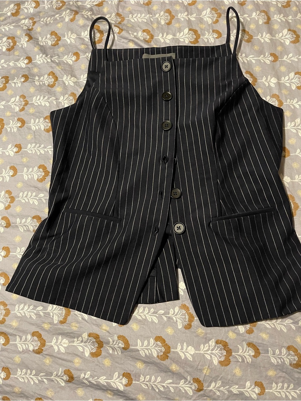 Sunday in Brooklyn Navy Blue Pinstripe Button-Front Cami
